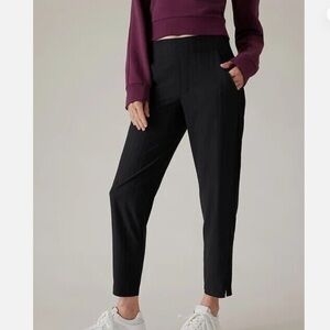 Athleta Brooklyn ankle pants gloss stripe black NWT 18